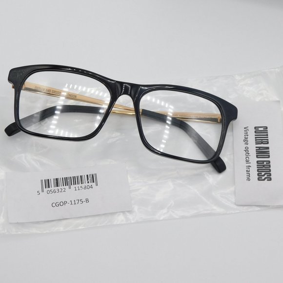 NEW CUTLER AND GROSS OF LONDON CGOP1175 BLACK GOLD SQUARE UNISEX EYEGLAS… - Picture 11 of 11